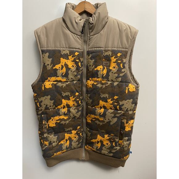 NWT Cookies SF Mendocino camo Quilted Nylon Puffer Vest Jacket Size M Brown